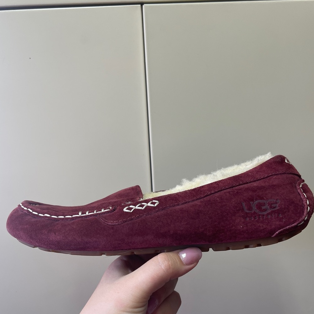 Maroon/ red suede ugg moccasins